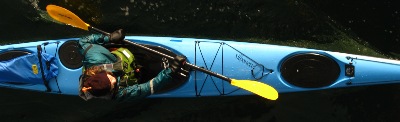 The Silhoutte, top view, is a sleek low prfile expedition kayak