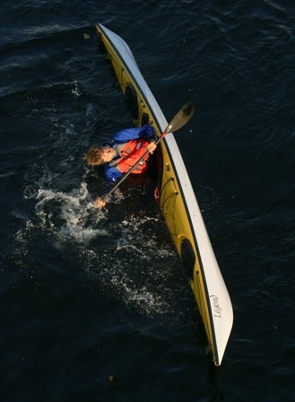 Nigel Foster shows high brace in  his Seaward Kayaks Legend sea kayak
