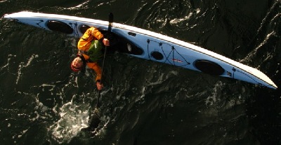 Nigel Foster showing sculling support in Whisky 16 Kayak